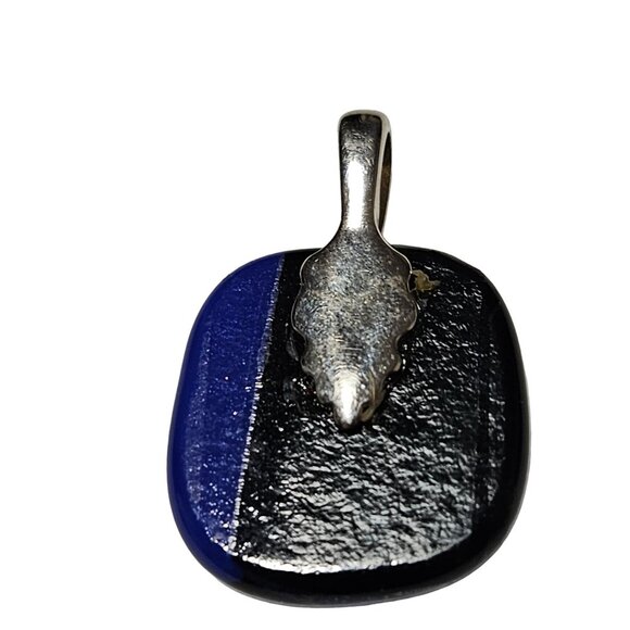 Handcrafted Dichroic Glass Pendant Abstract Design Sterling Silver Bail Jewelry - Picture 4 of 5